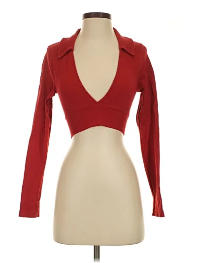 Pre-owned Garage Long Sleeve Top Burgundy Open Neckline Tops