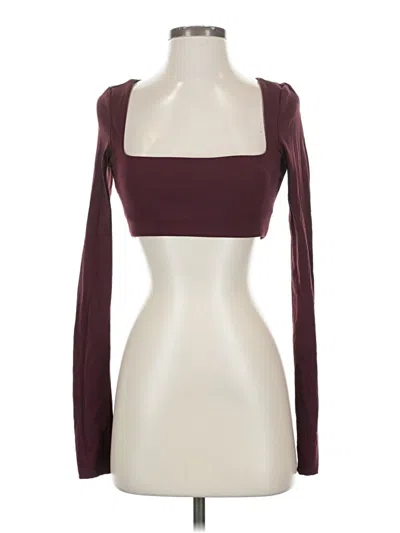 Pre-owned Garage Long Sleeve Top Burgundy Square Neckline Tops