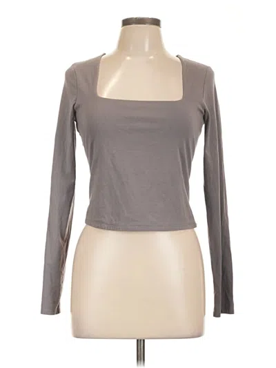 Pre-owned Garage Long Sleeve Top Gray Square Neckline Tops