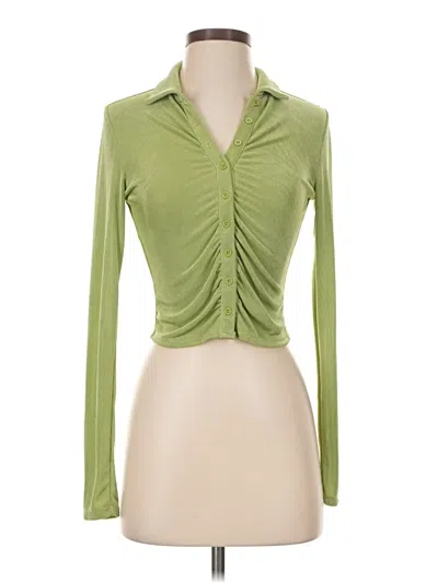 Pre-owned Garage Long Sleeve Top Green Cowl Neck Tops