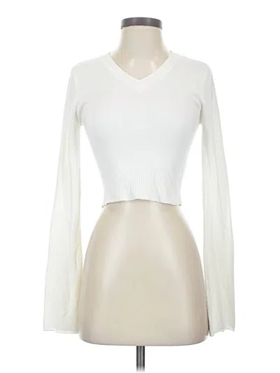 Pre-owned Garage Long Sleeve Top Ivory Plunge Neckline Tops
