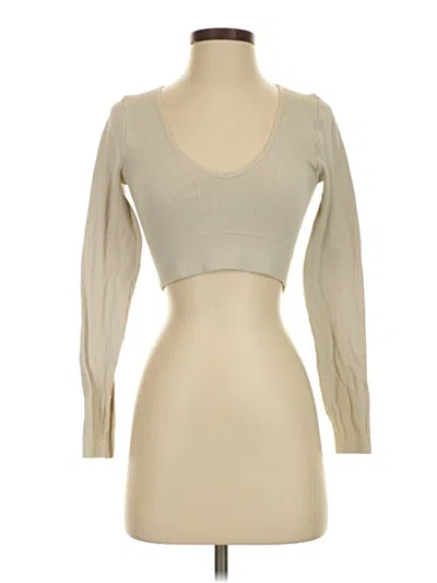 Pre-owned Garage Long Sleeve Top Tan Sweetheart Neckline Tops
