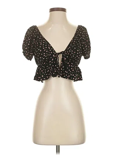 Pre-owned Garage Short Sleeve Blouse In Black