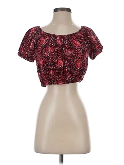 Pre-owned Garage Short Sleeve Blouse In Red