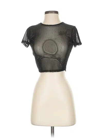 Pre-owned Garage Short Sleeve Top Black Keyhole Neckline Tops