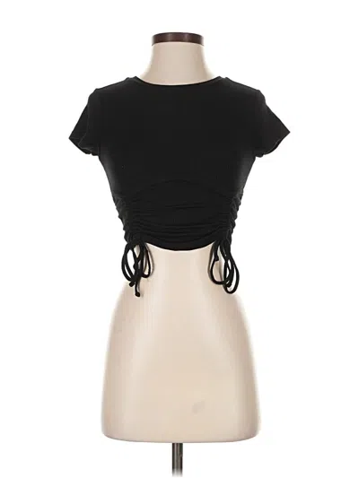 Pre-owned Garage Short Sleeve Top Black Keyhole Neckline Tops