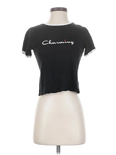Pre-owned Garage Short Sleeve Top Black Keyhole Neckline Tops
