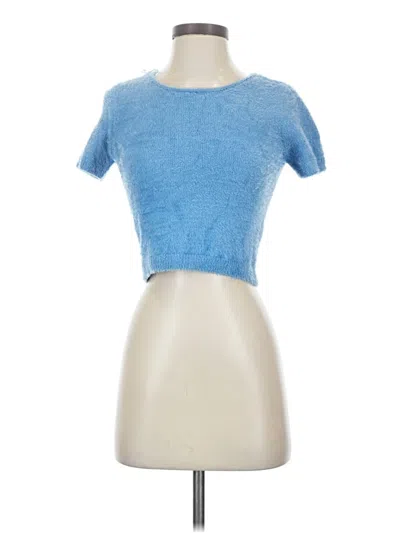 Pre-owned Garage Short Sleeve Top Blue Keyhole Neckline Tops