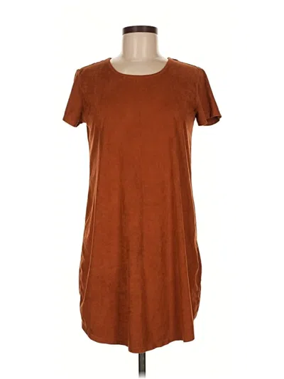 Pre-owned Garage Short Sleeve Top Brown Scoop Neck Tops