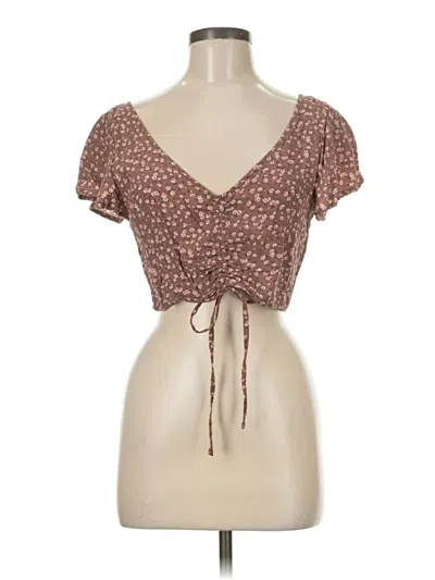 Pre-owned Garage Short Sleeve Top Brown Sweetheart Neckline Tops
