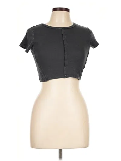 Pre-owned Garage Short Sleeve Top Gray Keyhole Neckline Tops