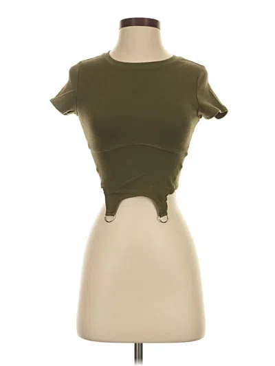Pre-owned Garage Short Sleeve Top Green Keyhole Neckline Tops
