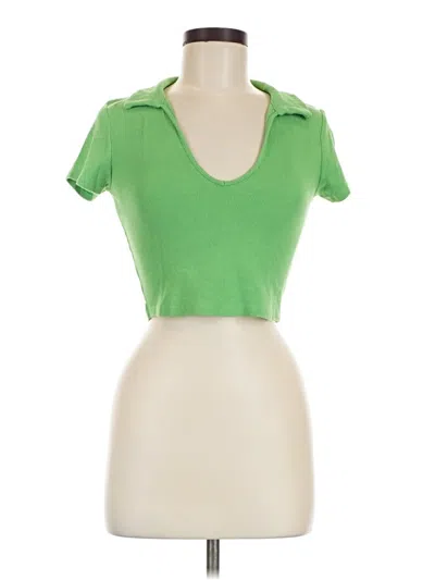 Pre-owned Garage Short Sleeve Top Green Keyhole Neckline Tops