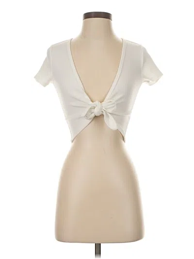 Pre-owned Garage Short Sleeve Top Ivory Sweetheart Neckline Tops In White