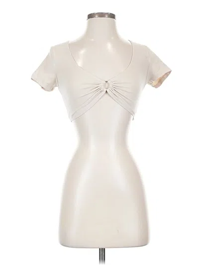 Pre-owned Garage Short Sleeve Top Ivory Sweetheart Neckline Tops In White
