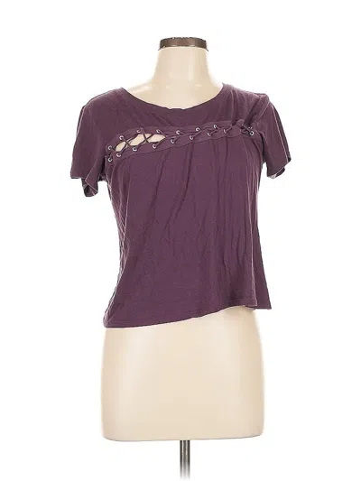 Pre-owned Garage Short Sleeve Top Purple Keyhole Neckline Tops