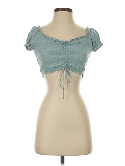 Pre-owned Garage Short Sleeve Top Teal Sweetheart Neckline Tops