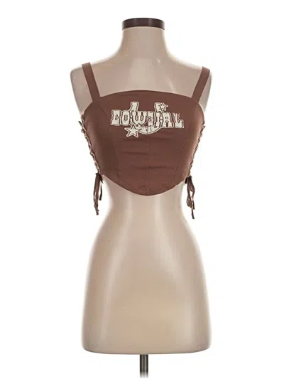 Pre-owned Garage Sleeveless Top Brown Sweetheart Neckline Tops