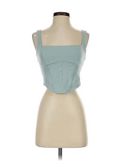 Pre-owned Garage Sleeveless Top Teal Strapless Neckline Tops In Blue