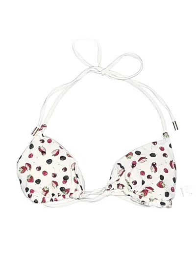Pre-owned Garage Swimsuit Top Ivory Hearts Pattern Swimwear