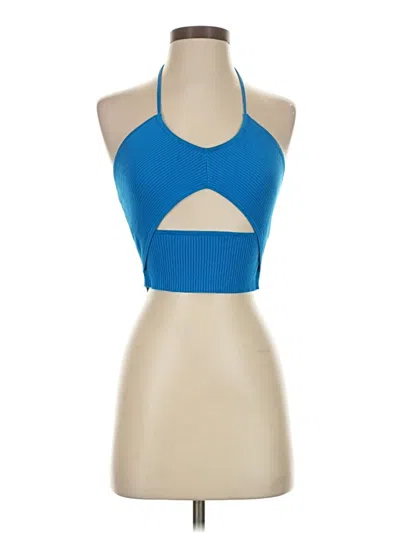 Pre-owned Garage Tank Top Blue Halter Neckline Tops