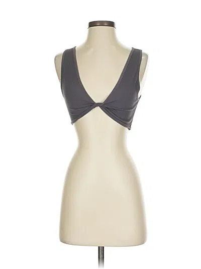 Pre-owned Garage Tank Top Gray Plunge Neckline Tops