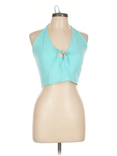 Pre-owned Garage Tank Top Teal Halter Neckline Tops In Blue