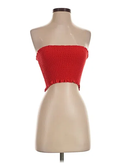 Pre-owned Garage Tube Top Red Strapless Neckline Tops
