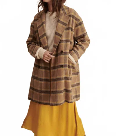 Garance Paris Aubrey Oversized Plaid Coat In Brown Tan