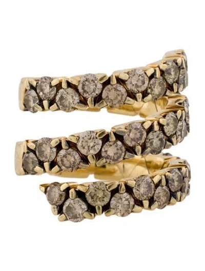 Pre-owned Garavelli 18k Diamond Coil Triple Row Ring In Multi