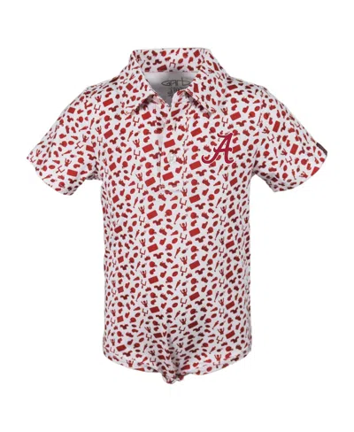 Garb Baby Boys And Girls Crimson Alabama Crimson Tide Tom Allover Print Performance Polo Bodysuit In Red