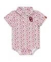 Garb Baby Boys And Girls Crimson Oklahoma Sooners Tom Allover Print Performance Polo Shirt Bodysuit In Red