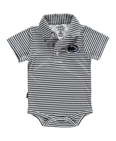 Garb Kids' Baby Boys And Girls Navy/white Penn State Nittany Lions Carson Striped Short Sleeve Bodysuit