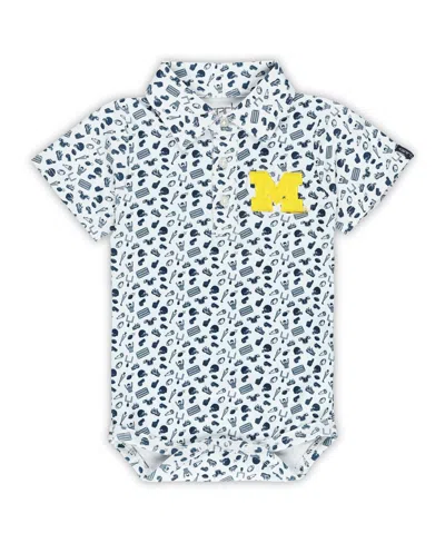 Garb Baby Boys And Girls White Michigan Wolverines Tom Allover Print Performance Polo Bodysuit In Multi