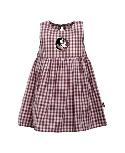 Garb Baby Girls  Garnet Florida State Seminoles Loren Gingham Dress In Brown