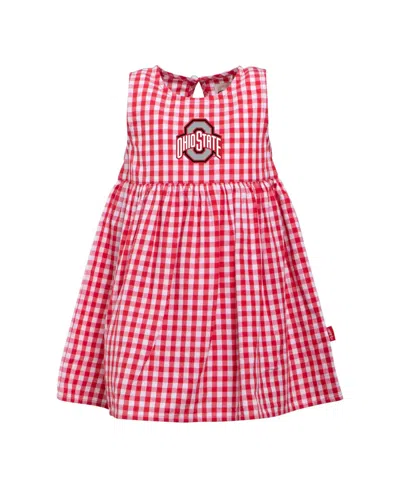Garb Baby Girls' Loren Ohio State Buckeyes Gingham Dress With Built-in Bloomer In Red