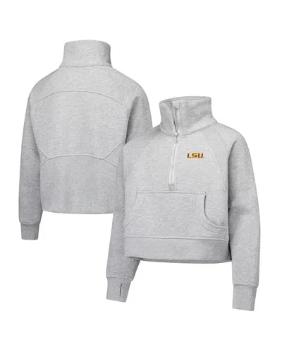 Garb Kids' Big Girls Heather Gray Lsu Tigers Dawn Raglan Fleece Cropped Half-zip Sweatshirt