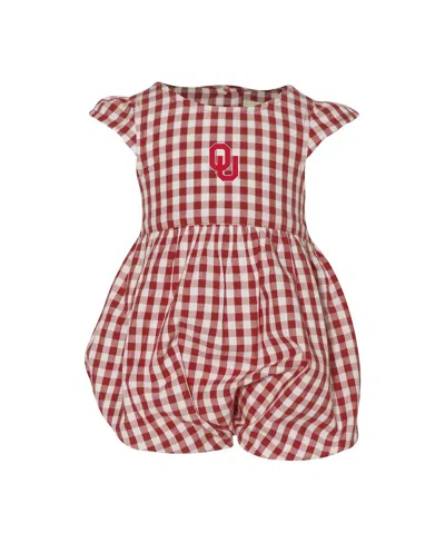 Garb Girl's Baby Boys And Girls Crimson Oklahoma Sooners Cara Gingham Ruffled Bodysuit In Red