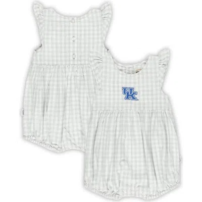 Garb Babies' Girl's Infant  Gray Kentucky Wildcats Cara Gingham Ruffled Bodysuit In Silver