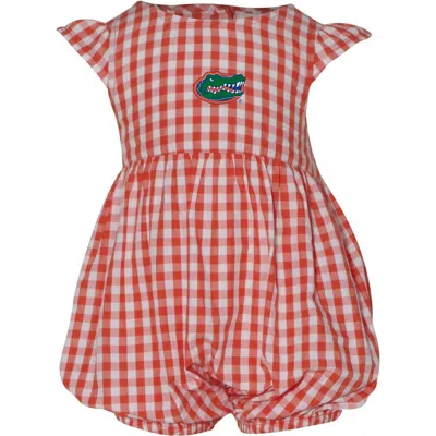 Garb Babies' Girl's Infant  Orange Florida Gators Cara Gingham Ruffled Bodysuit In Red