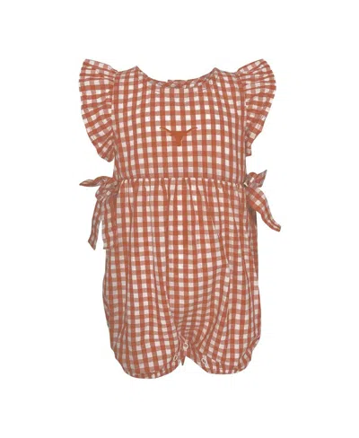 Garb Kids' Girls Baby Boys And Girls Texas Orange Texas Longhorns Constance Gingham Romper In Burnt Orange