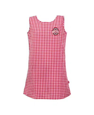 Garb Babies' Girls Toddler Scarlet Ohio State Buckeyes Woven Gingham Dress In Burgundy