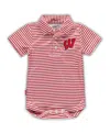 Garb Infant Boys And Girls  Red Wisconsin Badgers Carson Striped Polo Bodysuit In Red