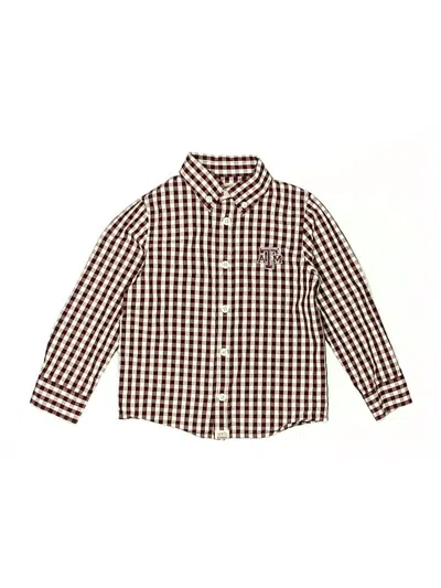 Pre-owned Garb Kids' Long Sleeve Button Down Shirt In Burgundy