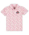 Garb Toddler White Ohio State Buckeyes Earnest Allover Print Polo Shirt In Red