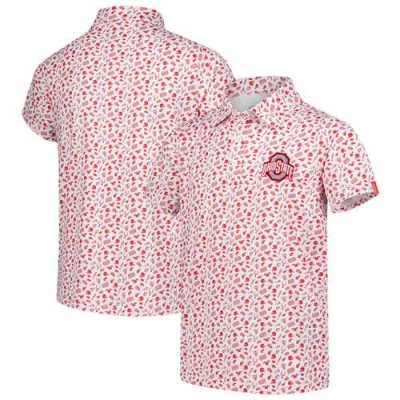 Garb Kids' Youth  White/scarlet Ohio State Buckeyes Tom Allover Print Performance Polo In Pink