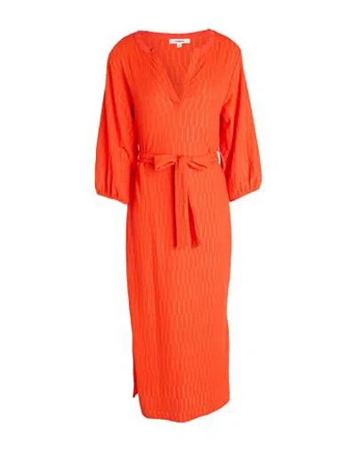 Garcia Woman Midi Dress Tomato Red Size M Polyester, Elastane