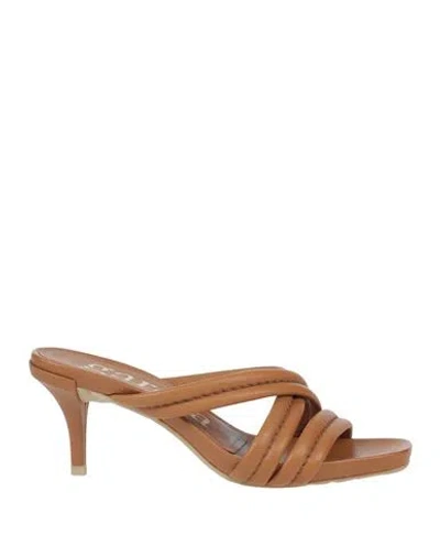Garcia Woman Sandals Camel Size 8 Leather In Brown