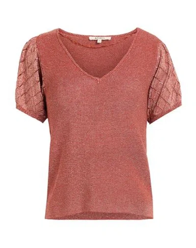 Garcia Woman Sweater Tan Size L Viscose, Cotton, Metallic Fiber