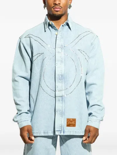 Garcias Embellished Oversized Denim Shirt In Neutral